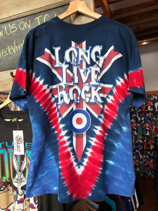 Vintage Single Stitched Liquid Blue The Who Long Live Rock And Roll Tie-Dye Double Sided Tee Size Large