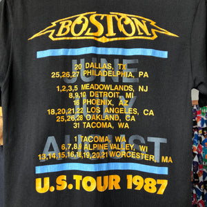 Vintage 1987 Paper Thin Single Stitched Boston Double Sided Tour Tee Size Medium