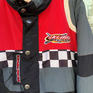 Vintage Ski-Doo Team Racing Sno Gear Full Zip / Button Clasp Puffer Jacket Size L / XL